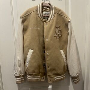 Abercrombie kids Beige and Cream Varsity Jacket